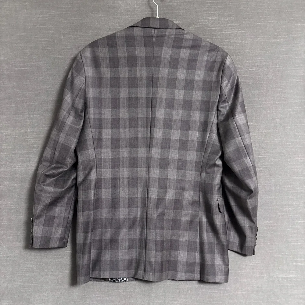 Carducci Sport Coat 38S Slim Fit Gray Plaid Wool Reda Italian 150s Blazer Jacket